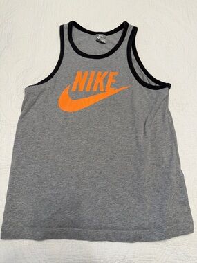 Nike Grey Tank with Orange Logo and Black Trim